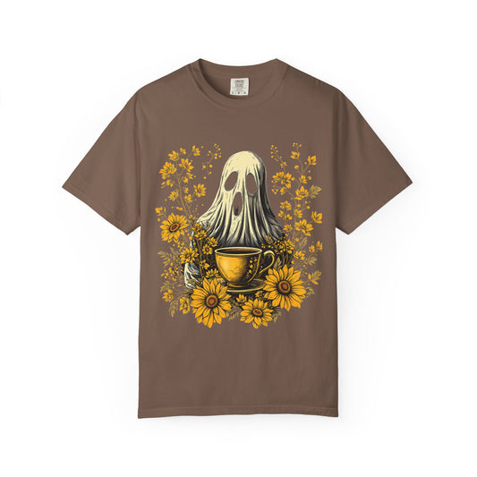 Halloween Ghost Coffee Drinking Unisex T-Shirt