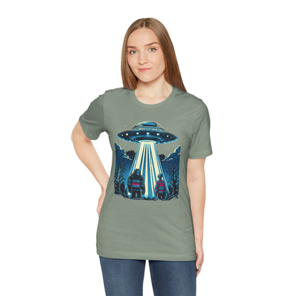 Alien Spaceship and Bigfoot Ugly Christmas Sweater Tee