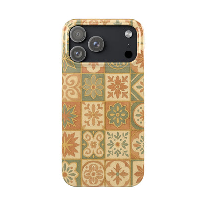 1Slim Phone Cases Boho Dreams Mosaic iPhone MagSafe Case | Vintage Tile Aesthetic | Terracotta, Teal & Gold Ceramic Design