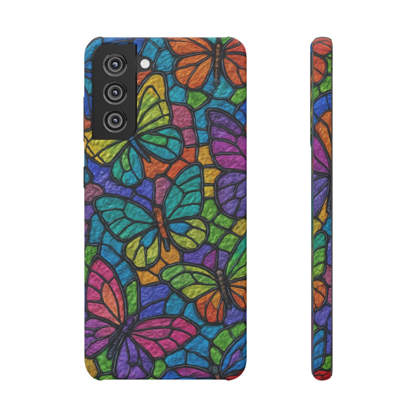 Psychedelic Butterfly Mosaic Phone Case, Trippy Hippie Butterflies,  Rainbow Stained-Glass Art Cover | Boho Festival Aesthetic Case