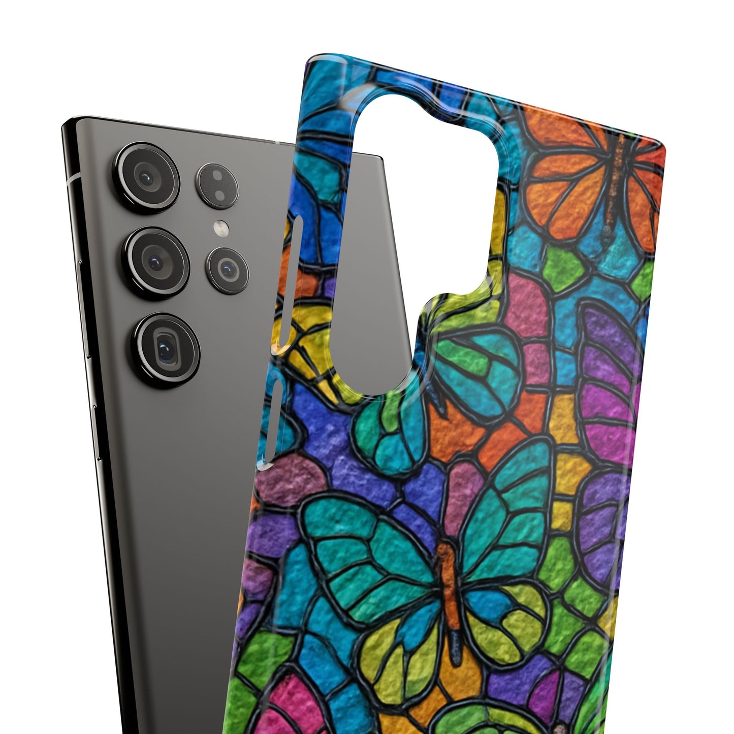 Psychedelic Butterfly Mosaic Phone Case, Trippy Hippie Butterflies,  Rainbow Stained-Glass Art Cover | Boho Festival Aesthetic Case