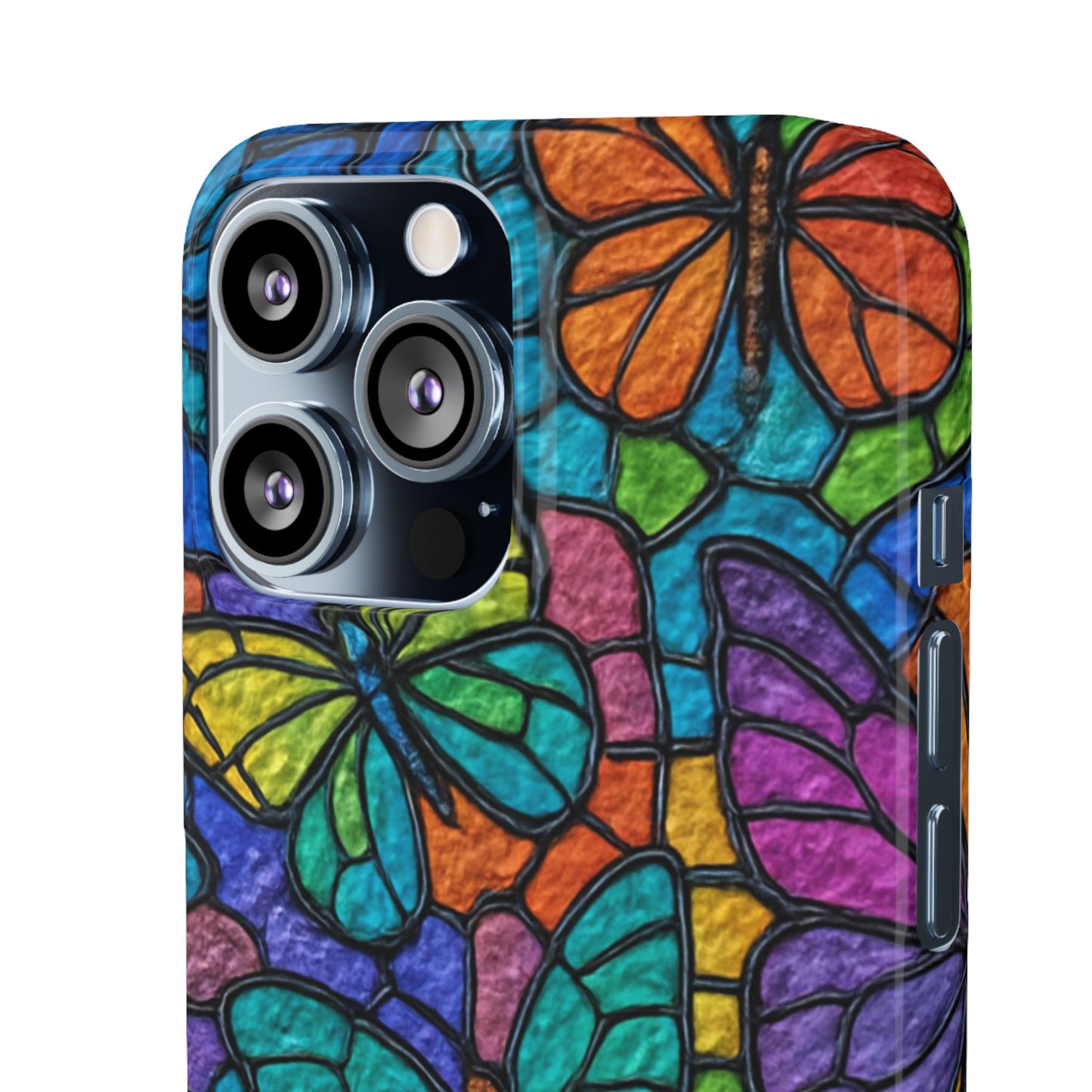 Psychedelic Butterfly Mosaic Phone Case, Trippy Hippie Butterflies,  Rainbow Stained-Glass Art Cover | Boho Festival Aesthetic Case