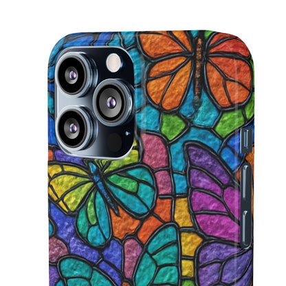 Psychedelic Butterfly Mosaic Phone Case, Trippy Hippie Butterflies,  Rainbow Stained-Glass Art Cover | Boho Festival Aesthetic Case