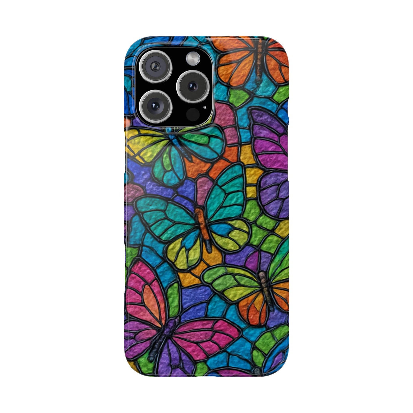 Psychedelic Butterfly Mosaic Phone Case, Trippy Hippie Butterflies,  Rainbow Stained-Glass Art Cover | Boho Festival Aesthetic Case