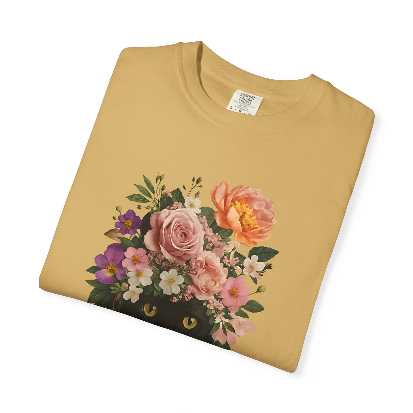 Black Cat Flowers Coffee Books Unisex T-shirt, Graphic Tee, Cat Lover Gift, Bookworm Shirt, Coffee Lovers Top