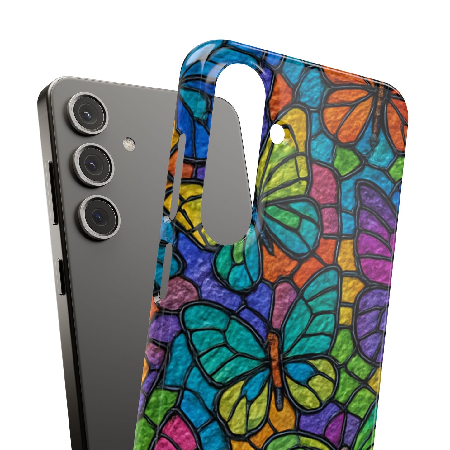 Psychedelic Butterfly Mosaic Phone Case, Trippy Hippie Butterflies,  Rainbow Stained-Glass Art Cover | Boho Festival Aesthetic Case