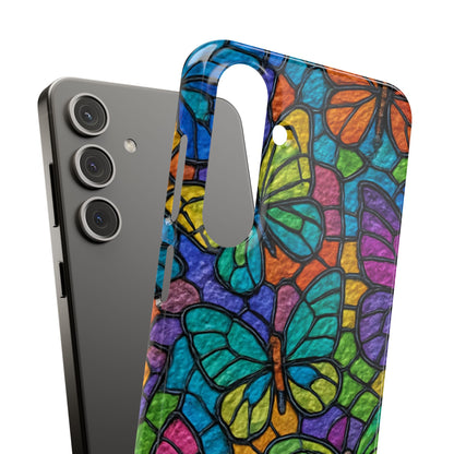 Psychedelic Butterfly Mosaic Phone Case, Trippy Hippie Butterflies,  Rainbow Stained-Glass Art Cover | Boho Festival Aesthetic Case