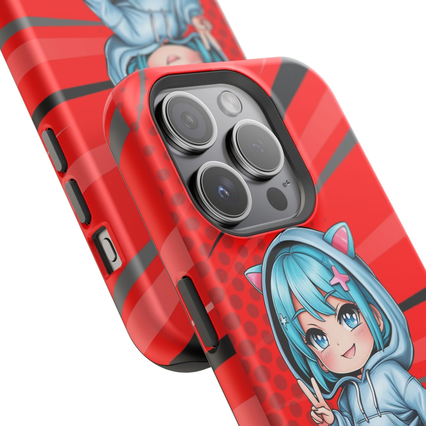 Phone Cases, Cute Chibi Girl in Cat Hoodie, Kawaii Anime Design, Protective Cover, Gift for Anime Fans, Cute Phone Accessories, Cat Lover