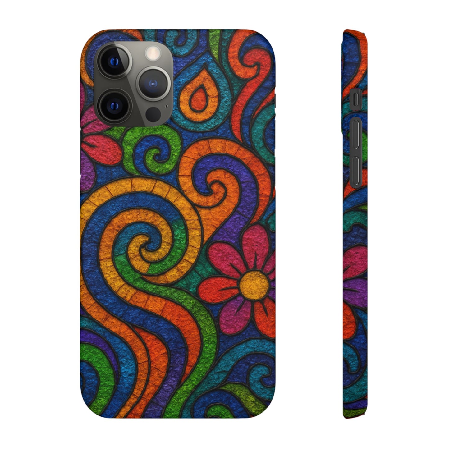 Psychedelic Hippie Phone Case, Boho Rainbow Retro 70s Groovy Art Cover
