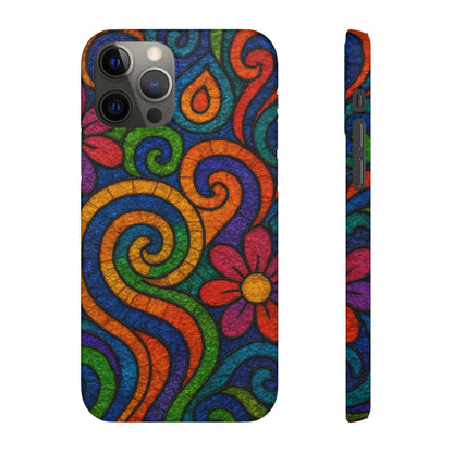 Psychedelic Hippie Phone Case, Boho Rainbow Retro 70s Groovy Art Cover