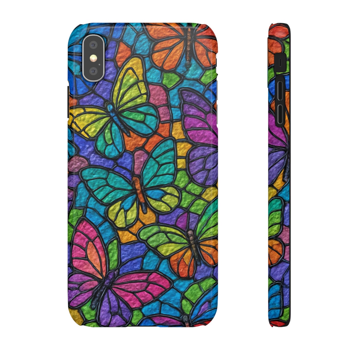 Psychedelic Butterfly Mosaic Phone Case, Trippy Hippie Butterflies,  Rainbow Stained-Glass Art Cover | Boho Festival Aesthetic Case