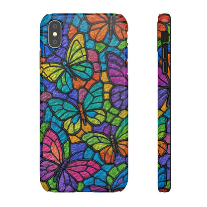 Psychedelic Butterfly Mosaic Phone Case, Trippy Hippie Butterflies,  Rainbow Stained-Glass Art Cover | Boho Festival Aesthetic Case