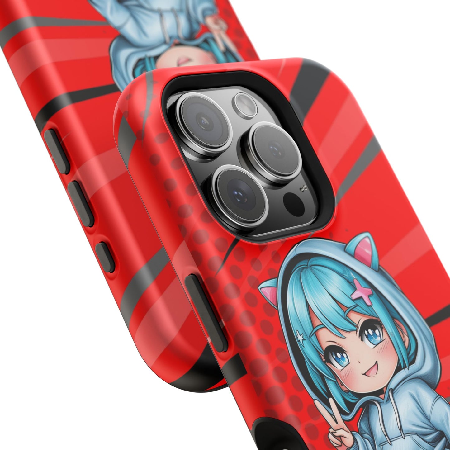 Phone Cases, Cute Chibi Girl in Cat Hoodie, Kawaii Anime Design, Protective Cover, Gift for Anime Fans, Cute Phone Accessories, Cat Lover