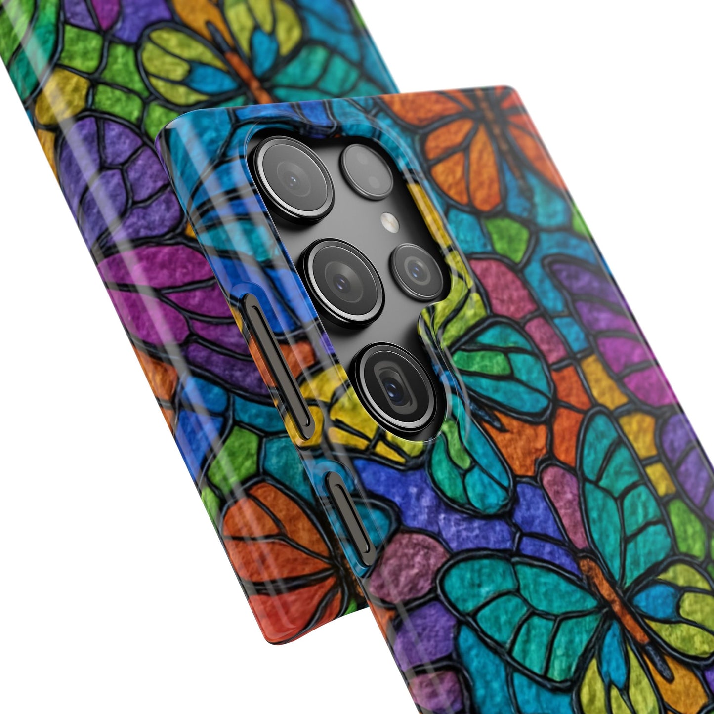 Psychedelic Butterfly Mosaic Phone Case, Trippy Hippie Butterflies,  Rainbow Stained-Glass Art Cover | Boho Festival Aesthetic Case