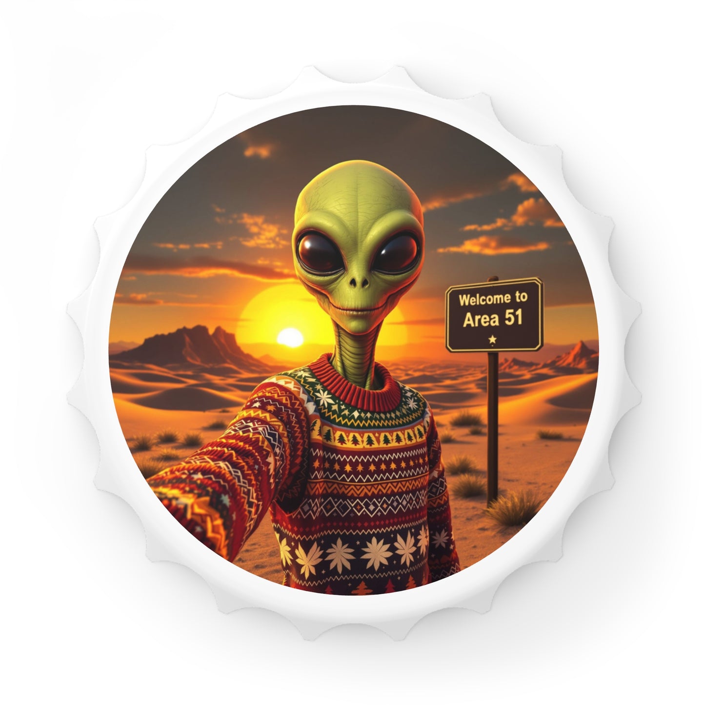 Bottle Opener Alien Christmas Ugly Sweater