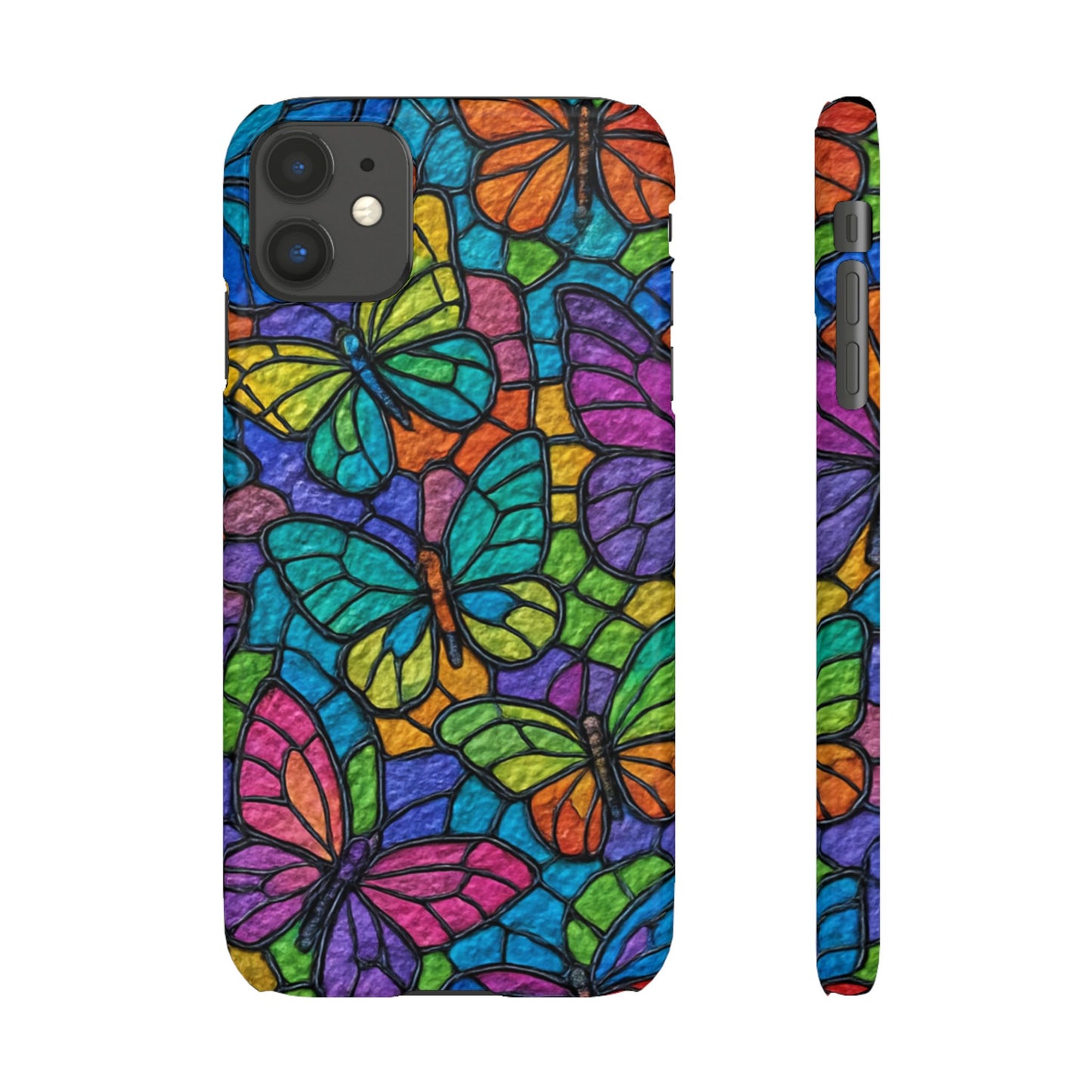 Psychedelic Butterfly Mosaic Phone Case, Trippy Hippie Butterflies,  Rainbow Stained-Glass Art Cover | Boho Festival Aesthetic Case