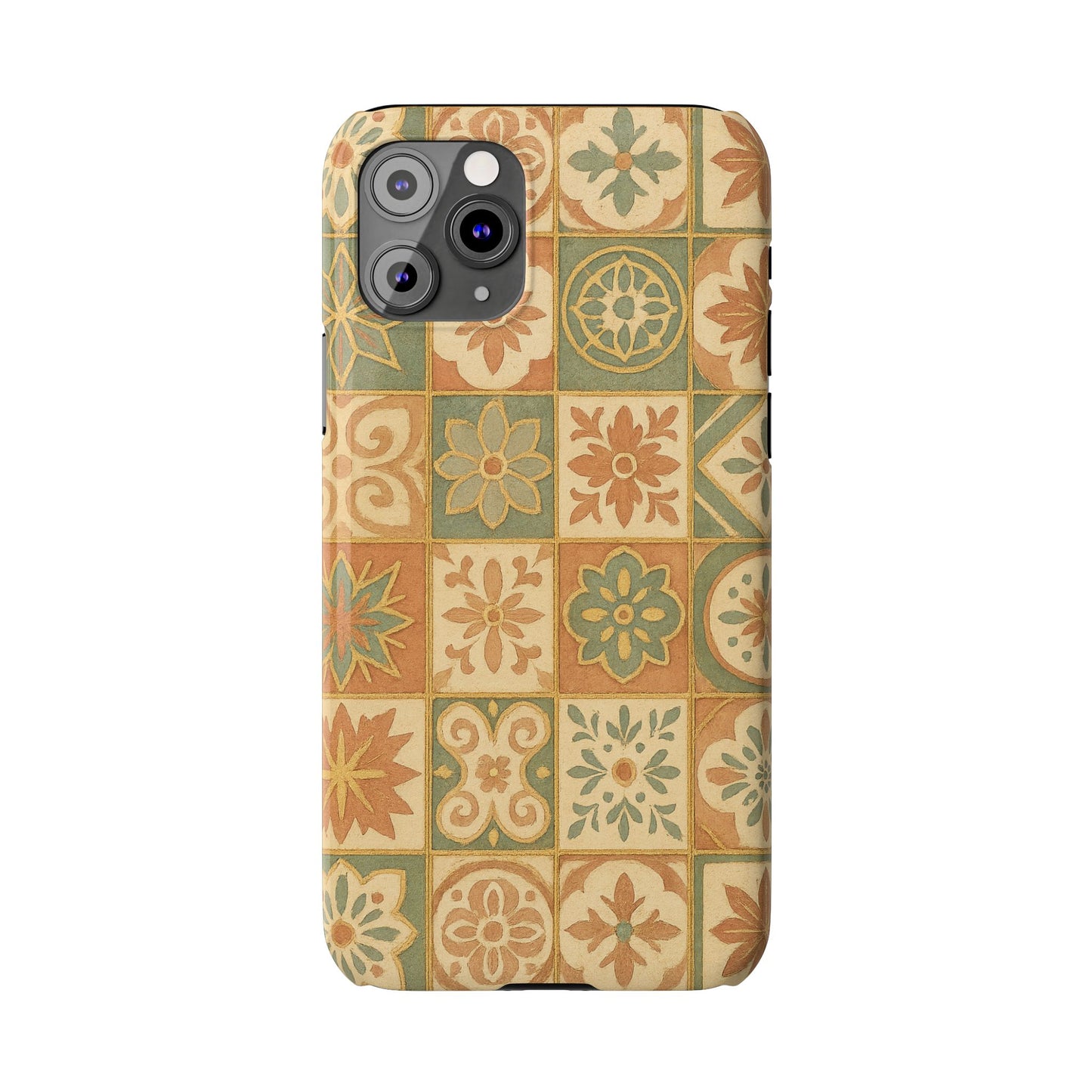 1Slim Phone Cases Boho Dreams Mosaic iPhone MagSafe Case | Vintage Tile Aesthetic | Terracotta, Teal & Gold Ceramic Design