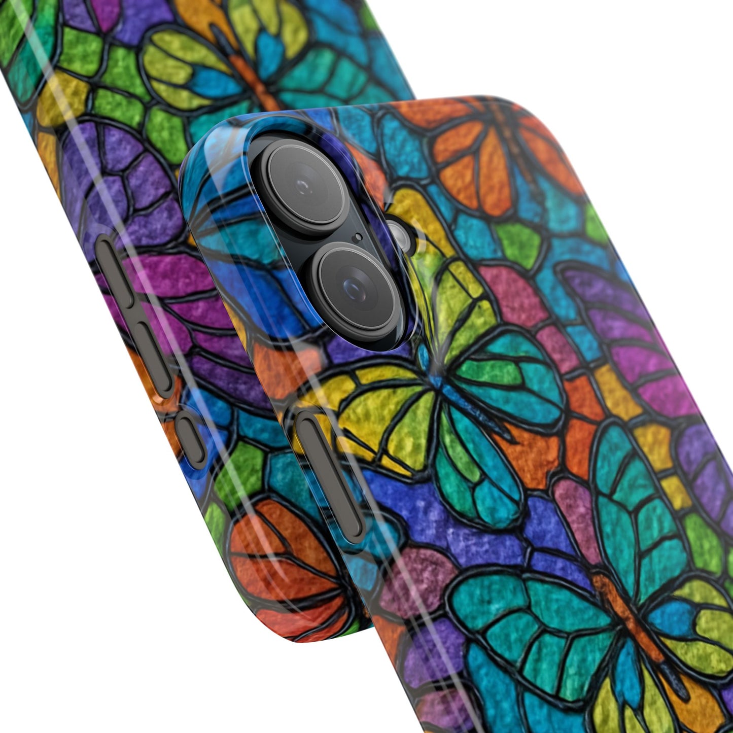 Psychedelic Butterfly Mosaic Phone Case, Trippy Hippie Butterflies,  Rainbow Stained-Glass Art Cover | Boho Festival Aesthetic Case