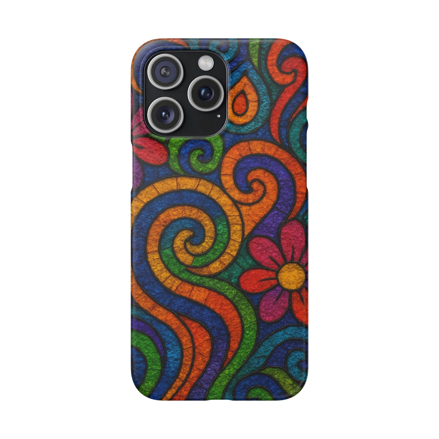 Psychedelic Hippie Phone Case, Boho Rainbow Retro 70s Groovy Art Cover