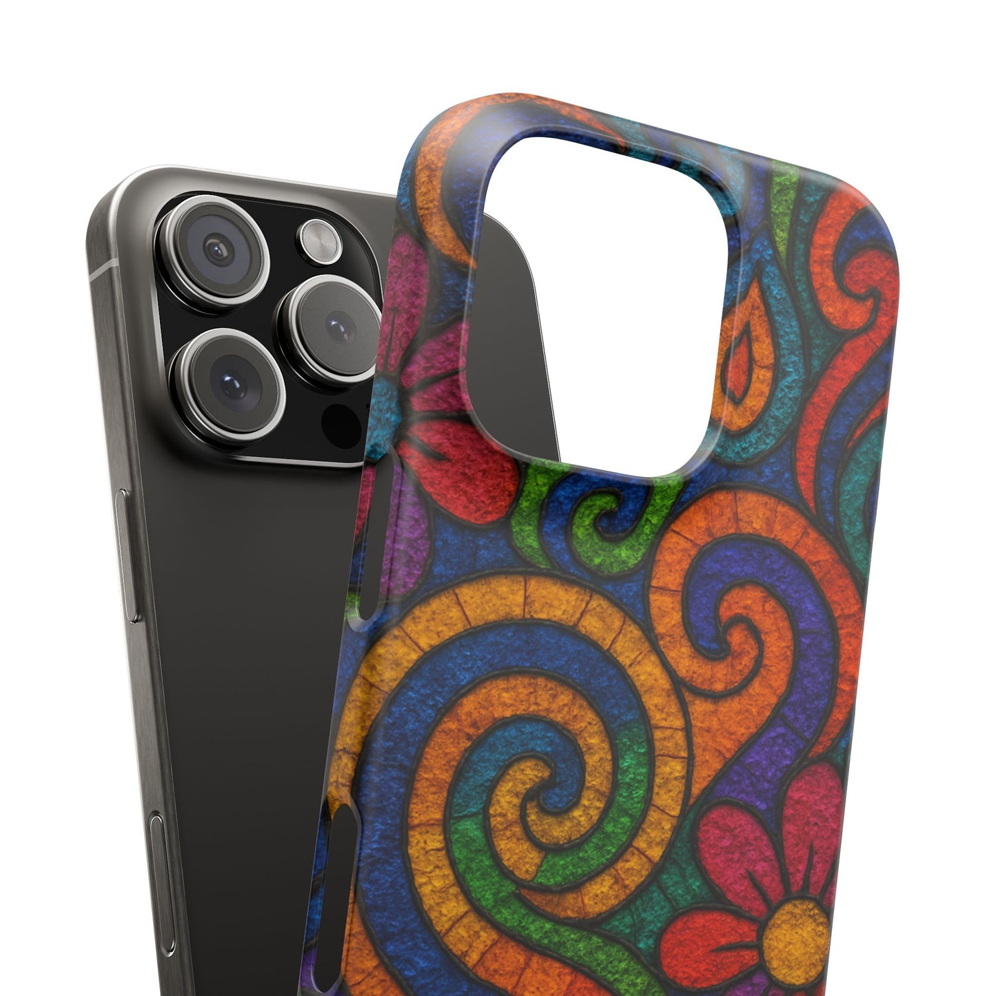 Psychedelic Hippie Phone Case, Boho Rainbow Retro 70s Groovy Art Cover