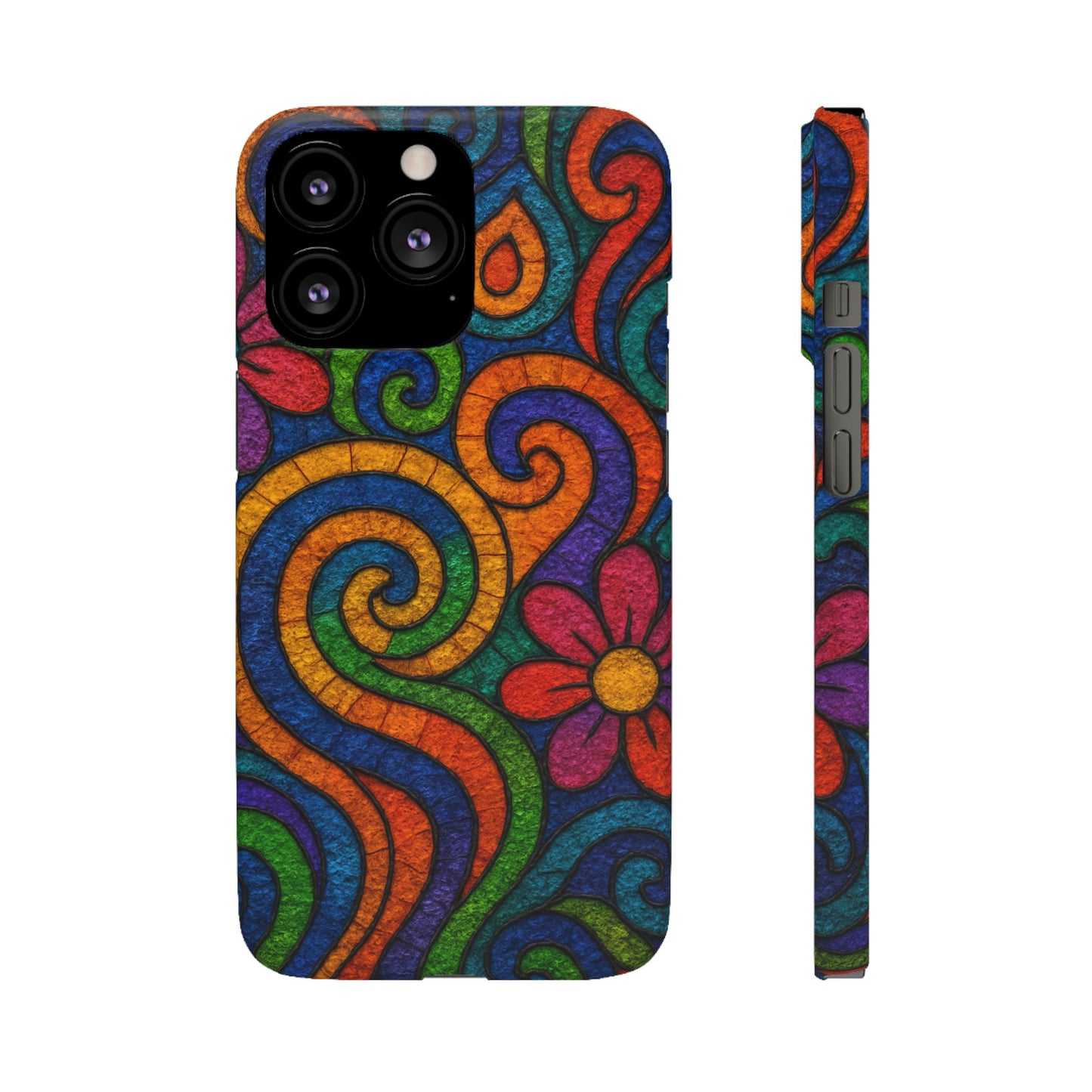 Psychedelic Hippie Phone Case, Boho Rainbow Retro 70s Groovy Art Cover