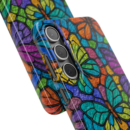 Psychedelic Butterfly Mosaic Phone Case, Trippy Hippie Butterflies,  Rainbow Stained-Glass Art Cover | Boho Festival Aesthetic Case