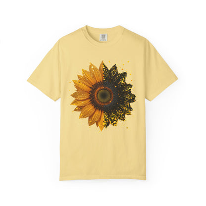Sunflower Unisex Garment-Dyed T-shirt, Yellow Flower Tee, Floral Shirt, Botanical Top, Nature Lover Gift
