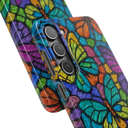 Psychedelic Butterfly Mosaic Phone Case, Trippy Hippie Butterflies,  Rainbow Stained-Glass Art Cover | Boho Festival Aesthetic Case