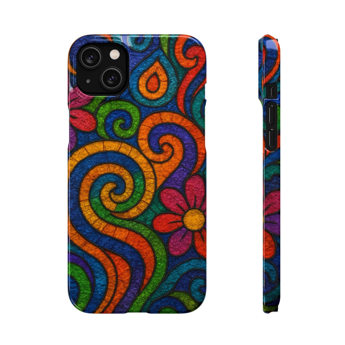 Psychedelic Hippie Phone Case, Boho Rainbow Retro 70s Groovy Art Cover