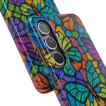 Psychedelic Butterfly Mosaic Phone Case, Trippy Hippie Butterflies,  Rainbow Stained-Glass Art Cover | Boho Festival Aesthetic Case