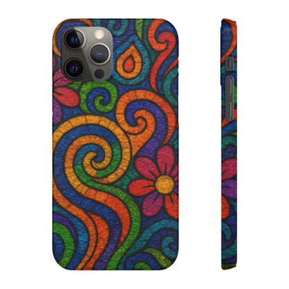 Psychedelic Hippie Phone Case, Boho Rainbow Retro 70s Groovy Art Cover