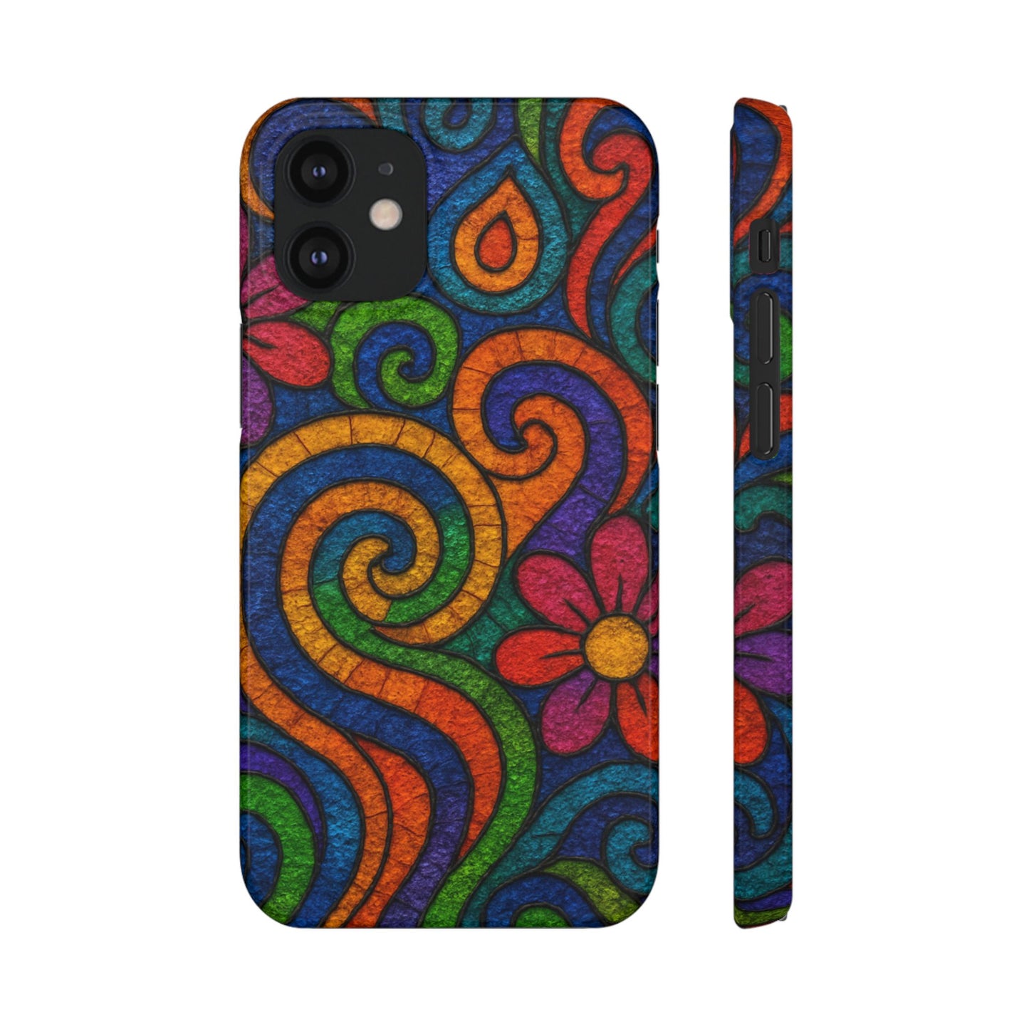 Psychedelic Hippie Phone Case, Boho Rainbow Retro 70s Groovy Art Cover