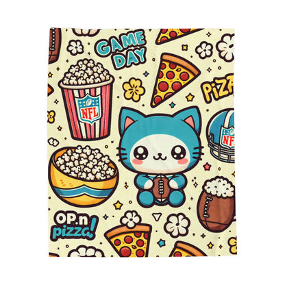 Velveteen Plush Blanket pop corn pizza cat NFL Football