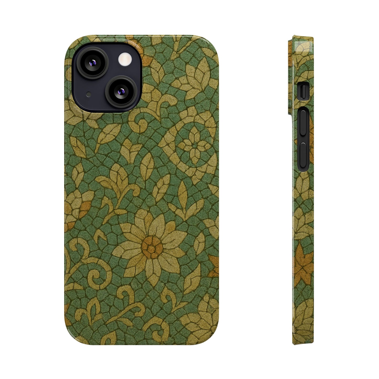 Slim Phone Cases Desert Bloom Boho Mosaic iPhone Case | Handcrafted Ceramic Tile Look | Warm Terracotta & Rose