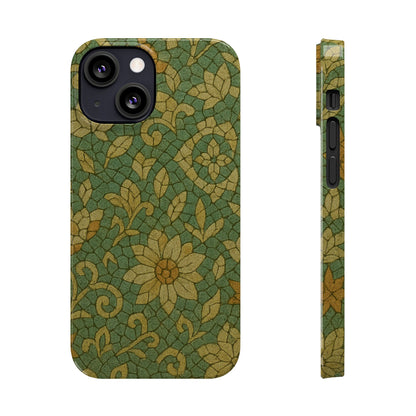 Slim Phone Cases Desert Bloom Boho Mosaic iPhone Case | Handcrafted Ceramic Tile Look | Warm Terracotta & Rose