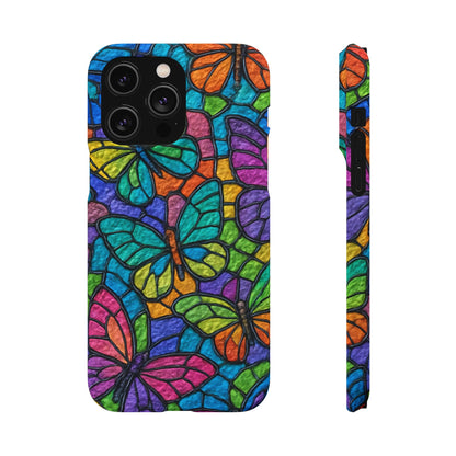 Psychedelic Butterfly Mosaic Phone Case, Trippy Hippie Butterflies,  Rainbow Stained-Glass Art Cover | Boho Festival Aesthetic Case