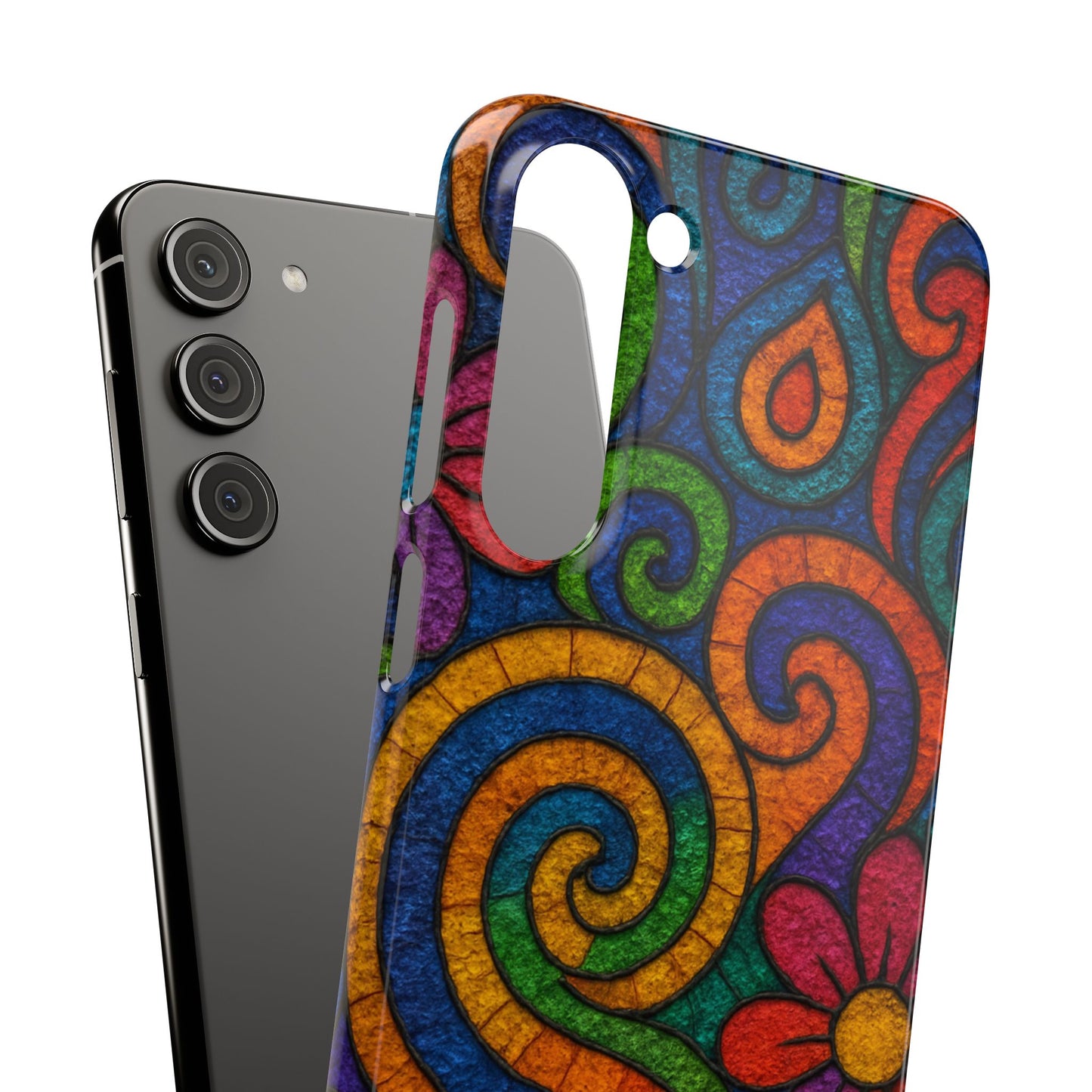 Psychedelic Hippie Phone Case, Boho Rainbow Retro 70s Groovy Art Cover