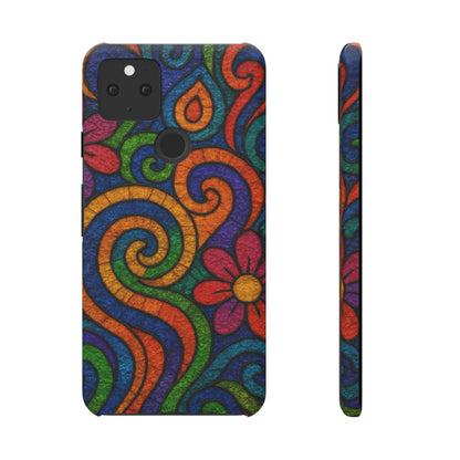 Psychedelic Hippie Phone Case, Boho Rainbow Retro 70s Groovy Art Cover