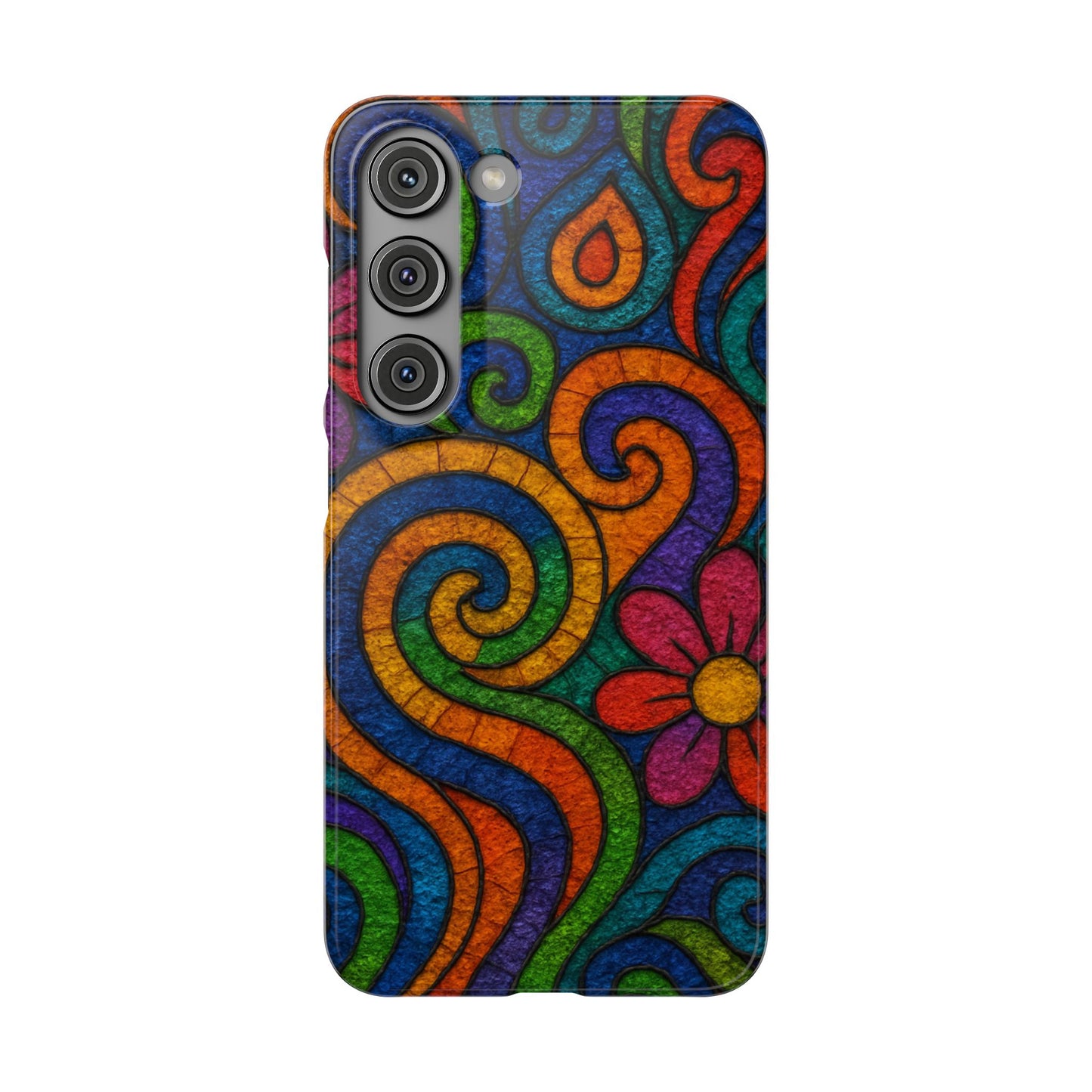 Psychedelic Hippie Phone Case, Boho Rainbow Retro 70s Groovy Art Cover