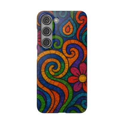Psychedelic Hippie Phone Case, Boho Rainbow Retro 70s Groovy Art Cover