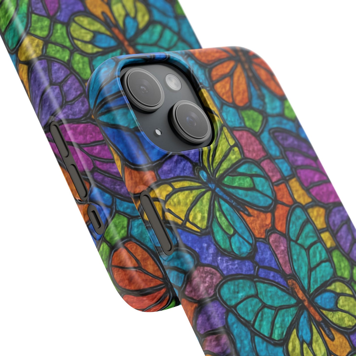 Psychedelic Butterfly Mosaic Phone Case, Trippy Hippie Butterflies,  Rainbow Stained-Glass Art Cover | Boho Festival Aesthetic Case