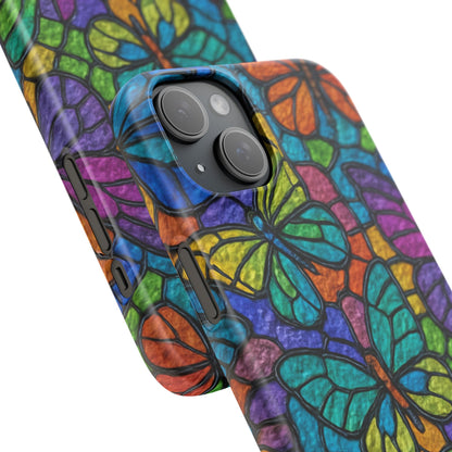Psychedelic Butterfly Mosaic Phone Case, Trippy Hippie Butterflies,  Rainbow Stained-Glass Art Cover | Boho Festival Aesthetic Case