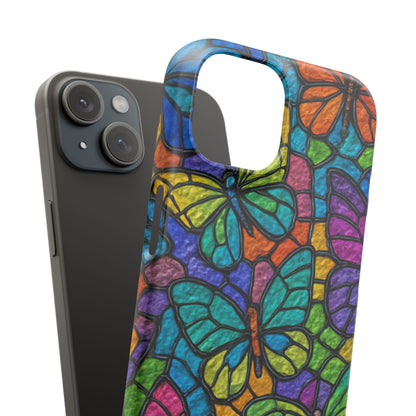 Psychedelic Butterfly Mosaic Phone Case, Trippy Hippie Butterflies,  Rainbow Stained-Glass Art Cover | Boho Festival Aesthetic Case