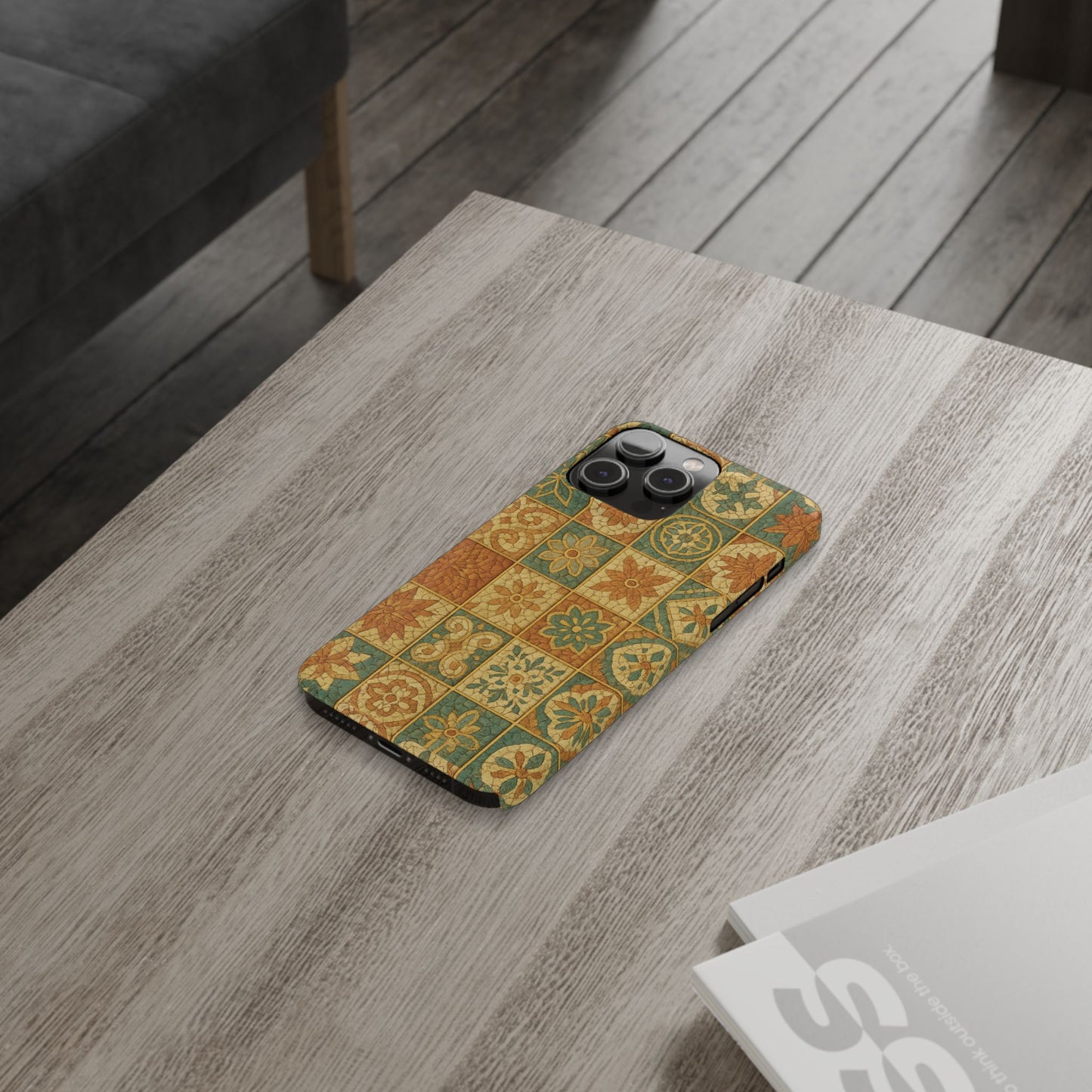 Slim Phone Cases Broken Beauty 3D Glass iPhone Case | Shattered Tile Aesthetic | Gold Lines & Textured Resin Effect