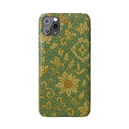 Slim Phone Cases Desert Bloom Boho Mosaic iPhone Case | Handcrafted Ceramic Tile Look | Warm Terracotta & Rose