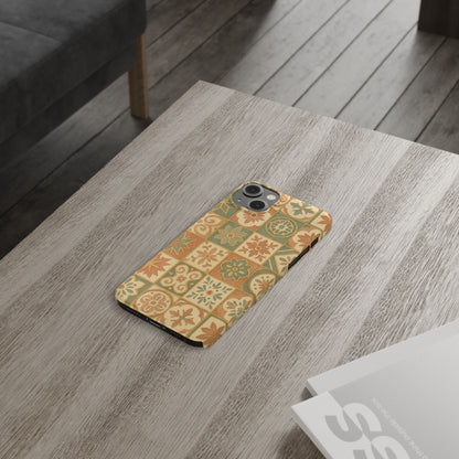 1Slim Phone Cases Boho Dreams Mosaic iPhone MagSafe Case | Vintage Tile Aesthetic | Terracotta, Teal & Gold Ceramic Design