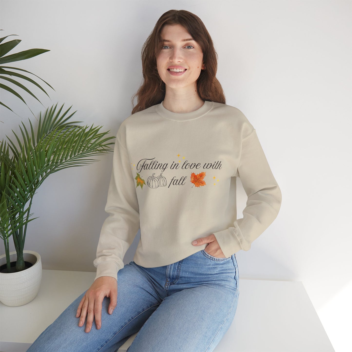 Swetshirt Falling  In Love With Fall Crewneck