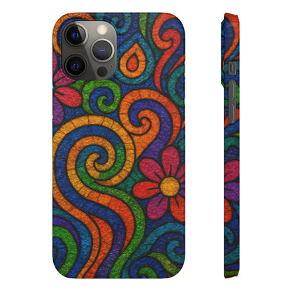 Psychedelic Hippie Phone Case, Boho Rainbow Retro 70s Groovy Art Cover