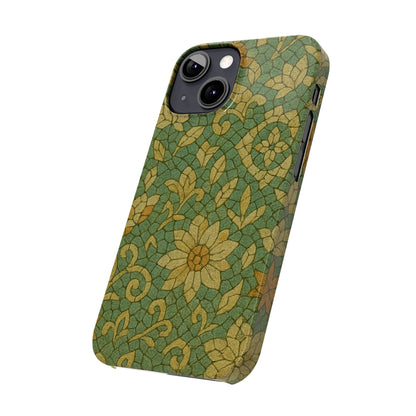 Slim Phone Cases Desert Bloom Boho Mosaic iPhone Case | Handcrafted Ceramic Tile Look | Warm Terracotta & Rose