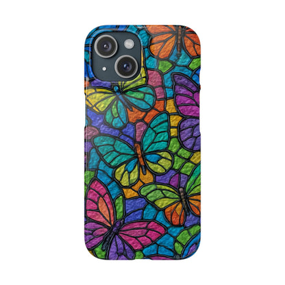 Psychedelic Butterfly Mosaic Phone Case, Trippy Hippie Butterflies,  Rainbow Stained-Glass Art Cover | Boho Festival Aesthetic Case